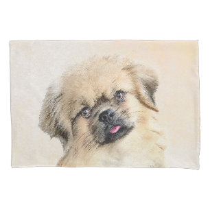 Tibetan Spaniel Painting - Cute Original Dog Art Pillow Case