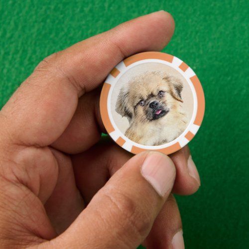 Tibetan Spaniel Painting _ Cute Original Dog Art Poker Chips