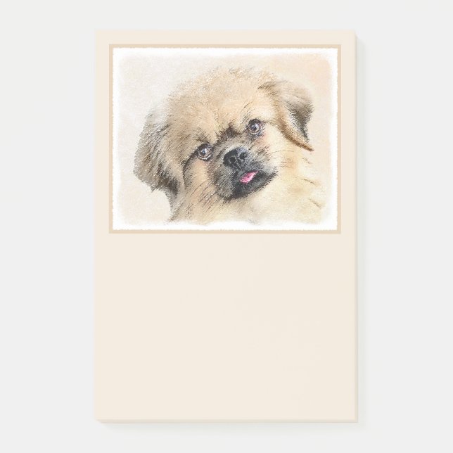 Tibetan Spaniel Painting - Cute Original Dog Art Post-it Notes (Front)