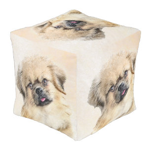 Tibetan Spaniel Painting - Cute Original Dog Art Pouf
