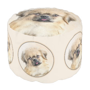Tibetan Spaniel Painting - Cute Original Dog Art Pouf
