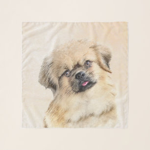 Tibetan Spaniel Painting - Cute Original Dog Art Scarf