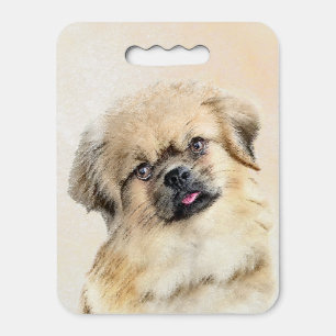 Tibetan Spaniel Painting - Cute Original Dog Art Seat Cushion