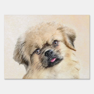 Tibetan Spaniel Painting - Cute Original Dog Art Sign