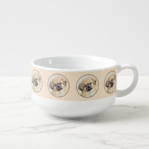 Tibetan Spaniel Painting - Cute Original Dog Art Soup Mug