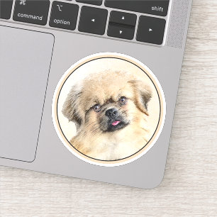 Tibetan Spaniel Painting - Cute Original Dog Art Sticker