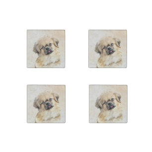 Tibetan Spaniel Painting - Cute Original Dog Art Stone Magnet