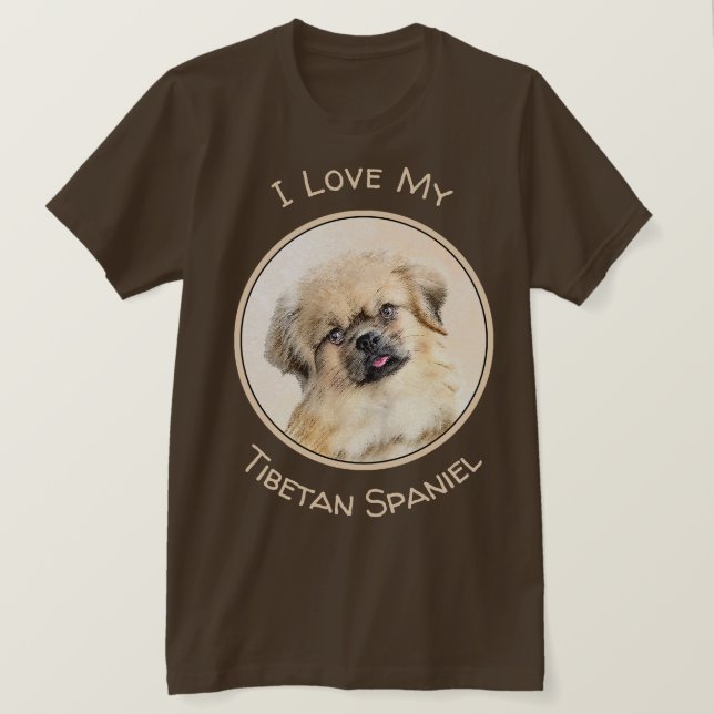 Tibetan Spaniel Painting - Cute Original Dog Art T-Shirt (Design Front)