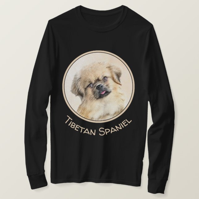 Tibetan Spaniel Painting - Cute Original Dog Art T-Shirt (Design Front)