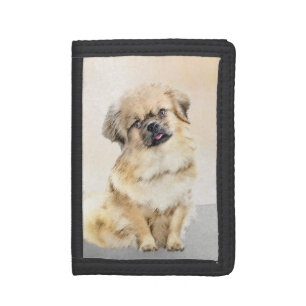 Tibetan Spaniel Painting - Cute Original Dog Art Tri-fold Wallet