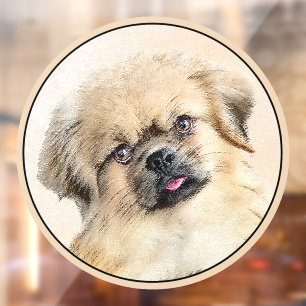 Tibetan Spaniel Painting - Cute Original Dog Art Window Cling