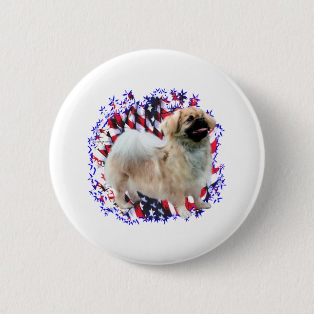 Tibetan Spaniel Patriot Button (Front)