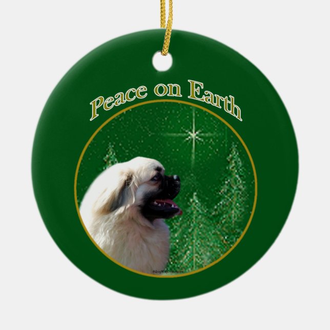 Tibetan Spaniel Peace Ceramic Ornament (Front)