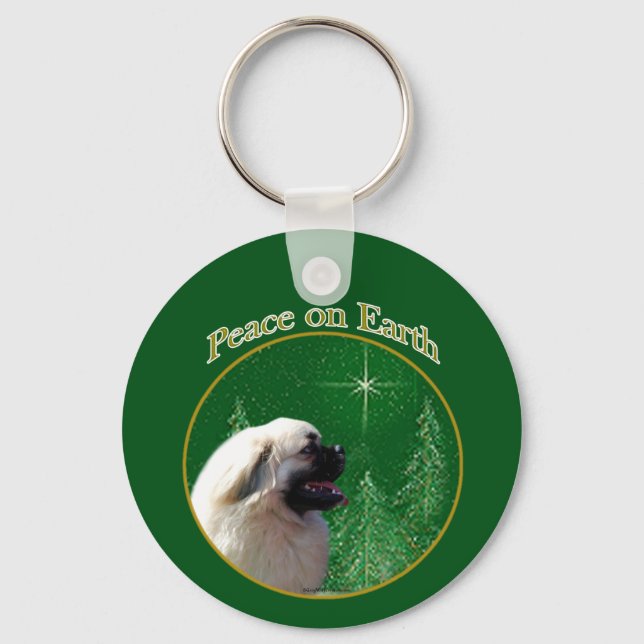 Tibetan Spaniel Peace Keychain (Front)