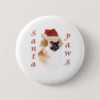 Tibetan Spaniel Santa Paws Pinback Button