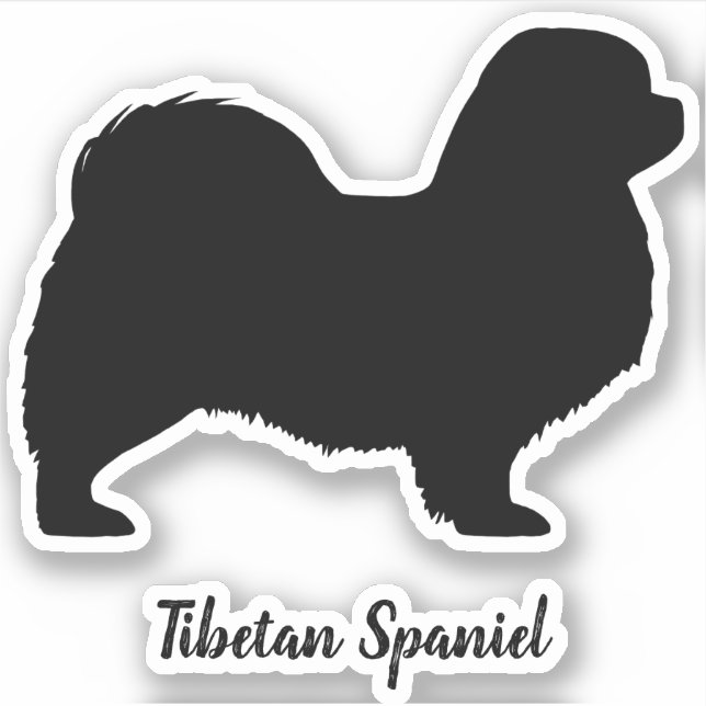 Tibetan Spaniel Silhouette Dog Breed Vinyl Sticker (Front)