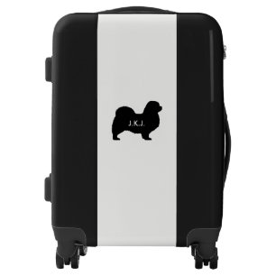 Tibetan Spaniel Silhouette with Custom Text Luggage