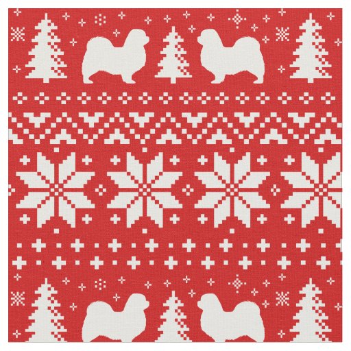 Tibetan Spaniel Silhouettes Christmas Holiday Xmas Fabric