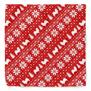 Tibetan Spaniel Silhouettes Christmas Pattern Bandana