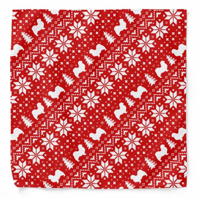 Tibetan Spaniel Silhouettes Christmas Pattern Bandana (Front)