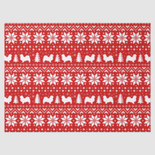 Tibetan Spaniel Silhouettes Christmas Pattern Tissue Paper