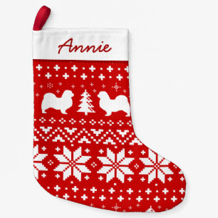 Tibetan Spaniel Silhouettes Dog Lover's Holiday Small Christmas Stocking