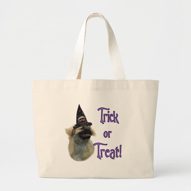 Tibetan Spaniel Trick Large Tote Bag (Front)