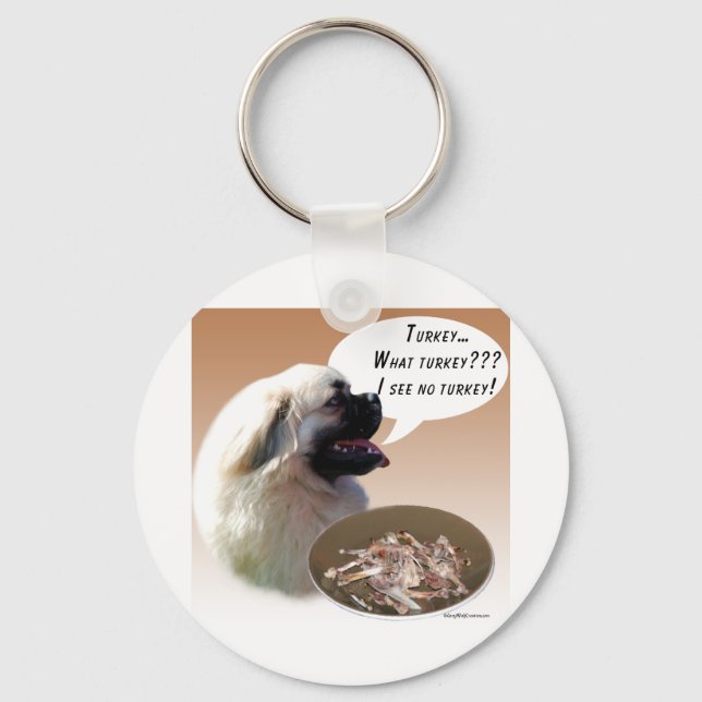 Tibetan Spaniel Turkey Keychain (Front)