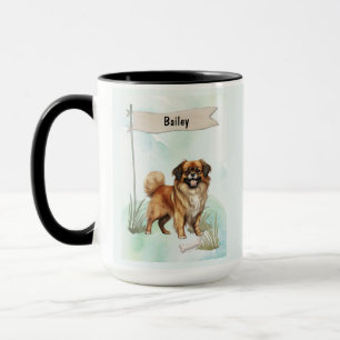 Tibetan Spaniel Watercolor Personalized Dog Mug