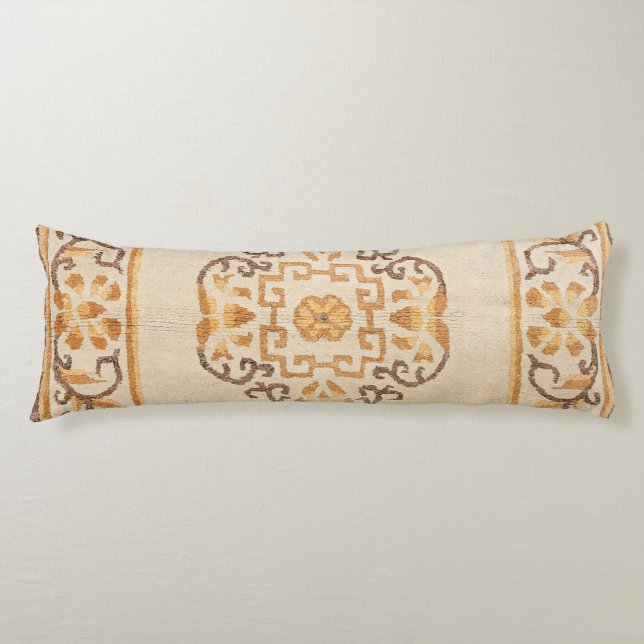 Tibetan Tan Yellow Brown  Body Pillow (Front)