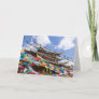 Tibetan Temple with prayer flags - Yunnan, China Card