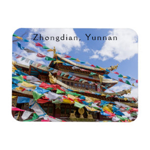 Tibetan Temple with prayer flags - Yunnan, China Magnet