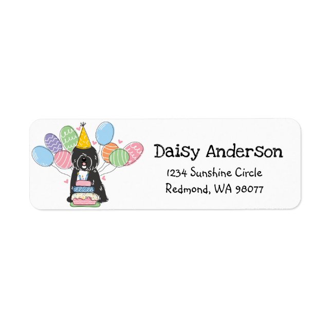 Tibetan Terrier Birthday Return Address Label (Front)