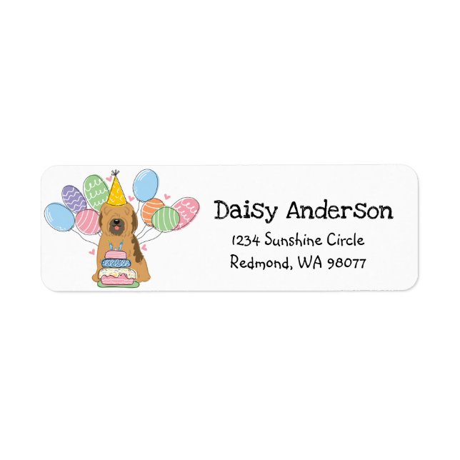 Tibetan Terrier Birthday Return Address Label (Front)