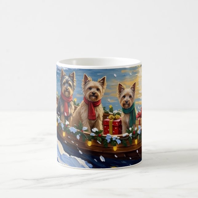 Tibetan Terrier Christmas Boat Holiday Coffee Mug (Center)
