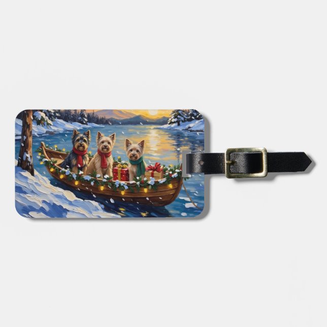 Tibetan Terrier Christmas Boat Holiday Luggage Tag (Front Horizontal)