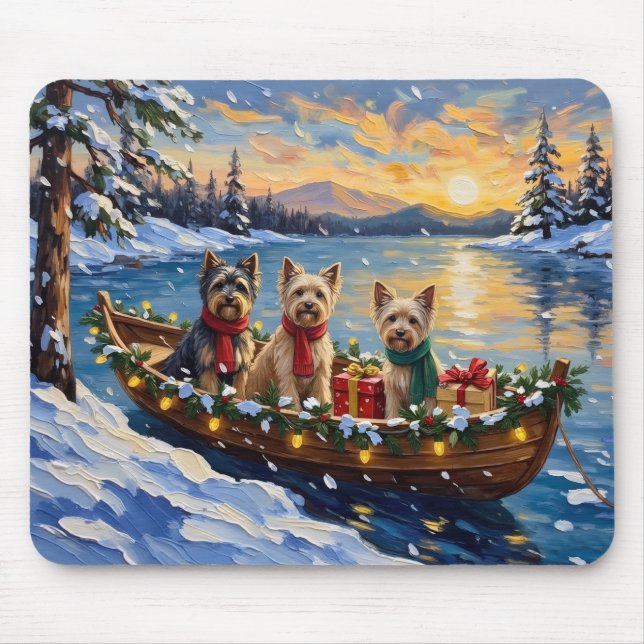 Tibetan Terrier Christmas Boat Holiday Mouse Pad (Front)