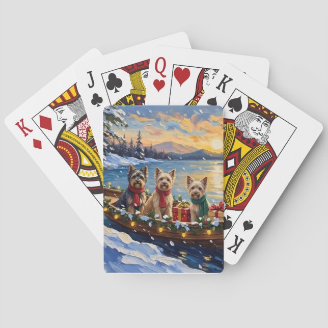 Tibetan Terrier Christmas Boat Holiday Poker Cards (Back)