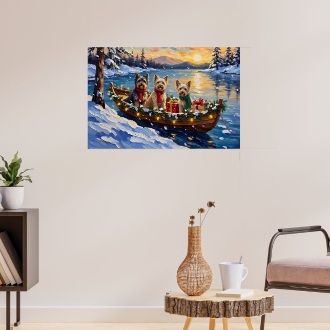 Tibetan Terrier Christmas Boat Holiday Poster (Living Room 3)