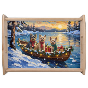 Tibetan Terrier Christmas Boat Holiday Serving Tray