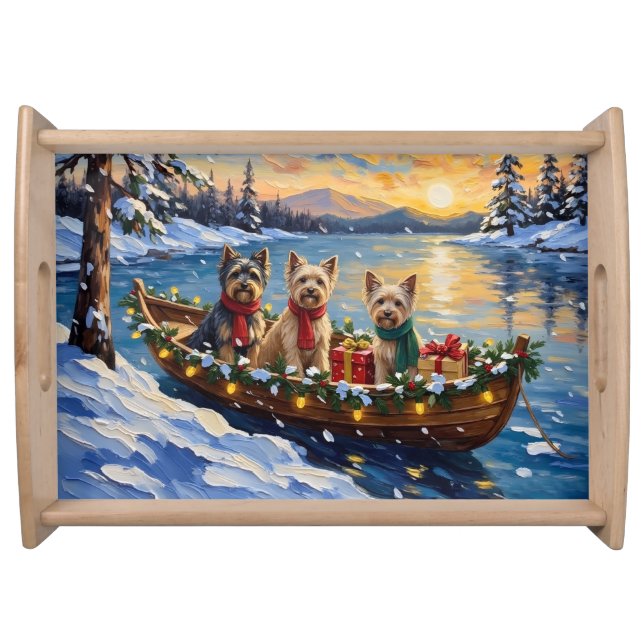 Tibetan Terrier Christmas Boat Holiday Serving Tray (Front)