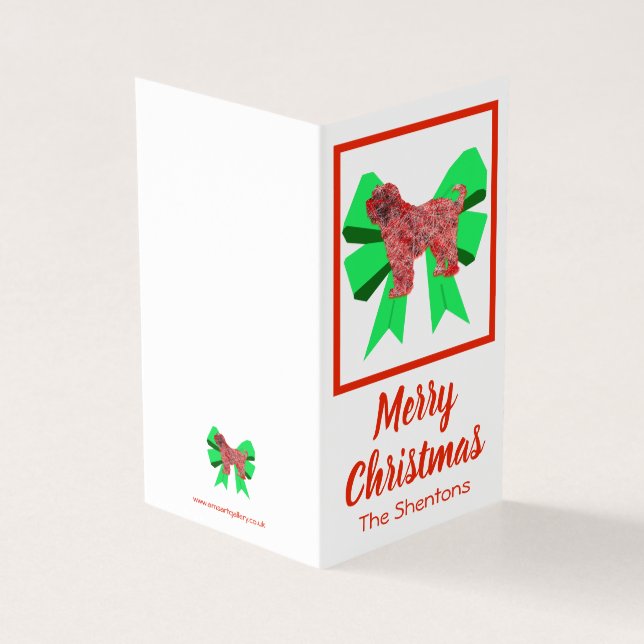 Tibetan Terrier Christmas Dog & Bow Gift Tag (Outside)