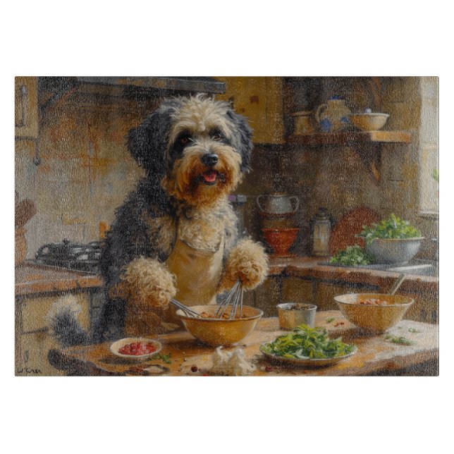 Tibetan Terrier Cooking in Kitchen Cutting Board (Front)