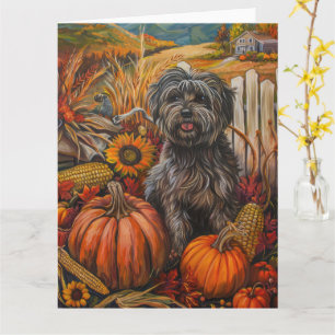 Tibetan Terrier Dog Autumn Harvest Thanksgiving Card