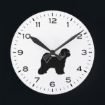 Tibetan Terrier Dog Breed Silhouette Round Clock<br><div class="desc">A fun wall clock for the home or office. Makes a great gift for Tibetan Terrier lovers. Check out Jenn’s Doodle World for even more decorative clocks and dog breed themed home decor.</div>