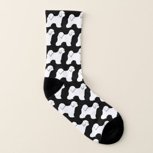 Tibetan Terrier Dog Breed Silhouettes Pattern Socks