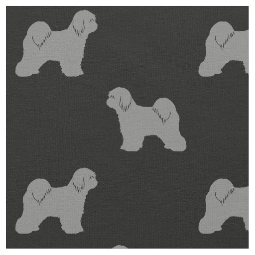 Tibetan Terrier Dog Breed Silhouettes Patterned Fabric