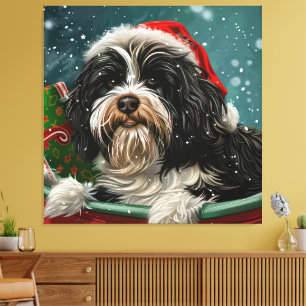 Tibetan Terrier Dog Christmas Festive Canvas Print