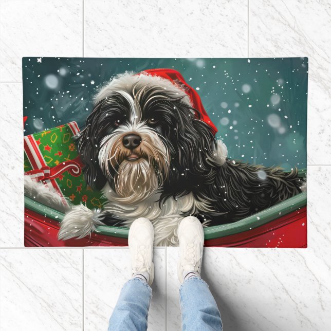 Tibetan Terrier Dog Christmas Festive  Doormat (Indoor)