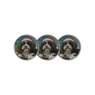 Tibetan Terrier Dog Christmas Festive  Golf Ball Marker